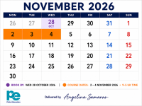 ISTQB CTFL v4.0 course, 2-4 November 2026, delivered by Angelina Samaroo at Pinta Education. Book by 28 October 2026.